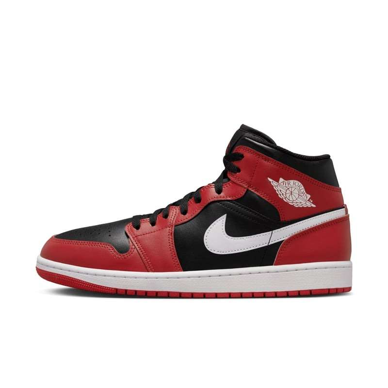 Nike Men's Air Jordan 1 Mid Black/ Gym Red Leather DQ8246 061 Size UK 11 (SA 11)