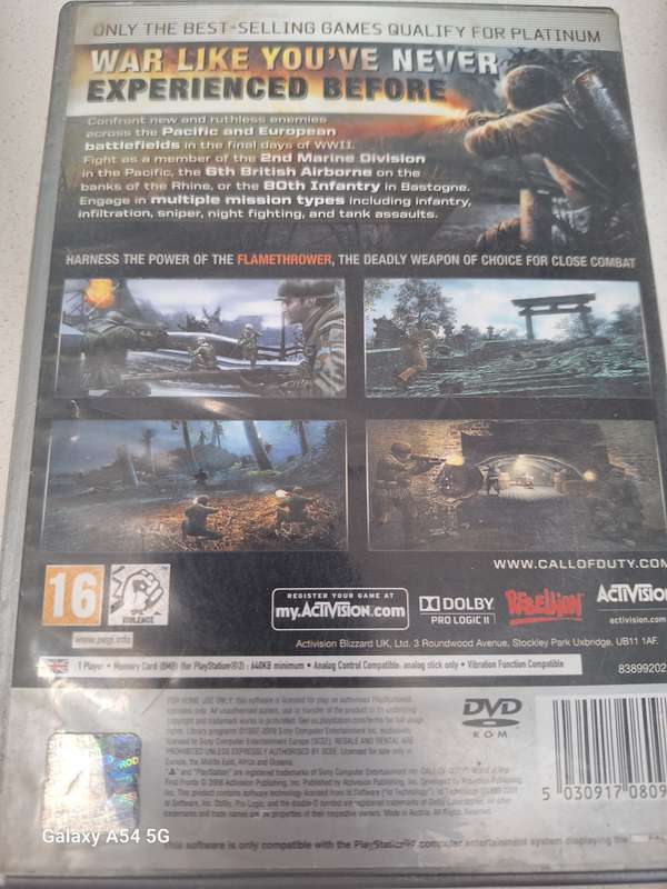 **CLEARANCE SALE** Call of Duty World at War- Final Fronts (PS2) - Platinum