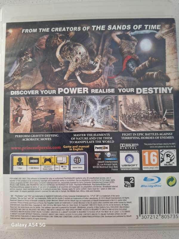 PRINCE OF PERSIA The Forgotten Sands (PS3) - NEXT BUSINESS DAY SHIPPING!