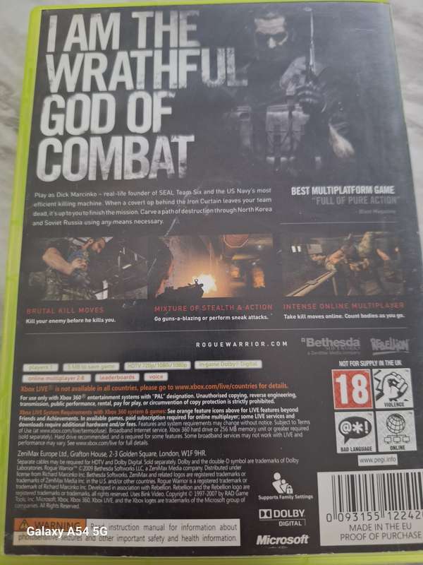 - CLEARANCE SALE! -  Dick Marcinko Rogue Warrior (XBOX 360) - NEXT BUSINESS DAY SHIPPING!