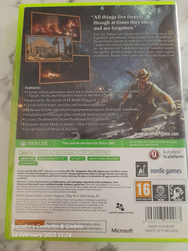 - CLEARANCE SALE! - Deadfall Adventures (XBOX 360) - NEXT BUSINESS DAY SHIPPING!