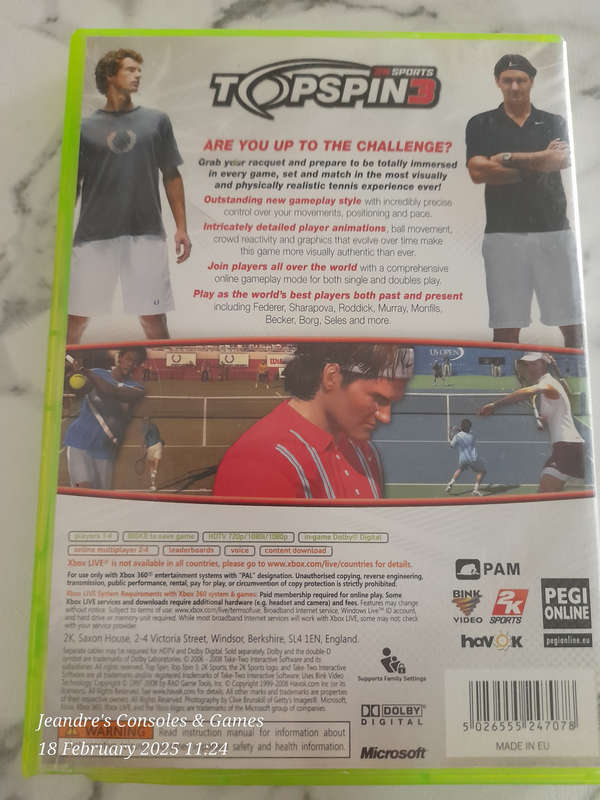 **CLEARANCE SALE** 2K Sports Topspin 3 (XBOX 360) - NEXT BUSINESS DAY SHIPPING!