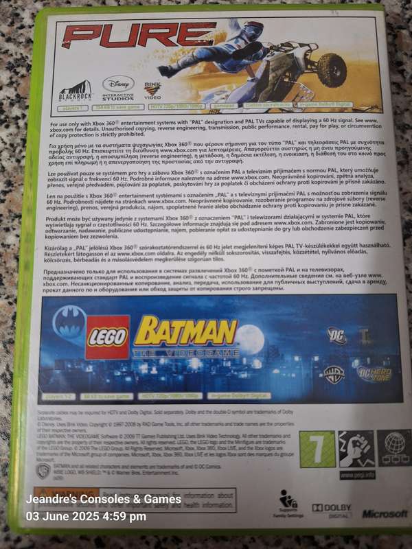 Pure/LEGO Batman The VideoGame- Bundle Copy (XBOX 360)