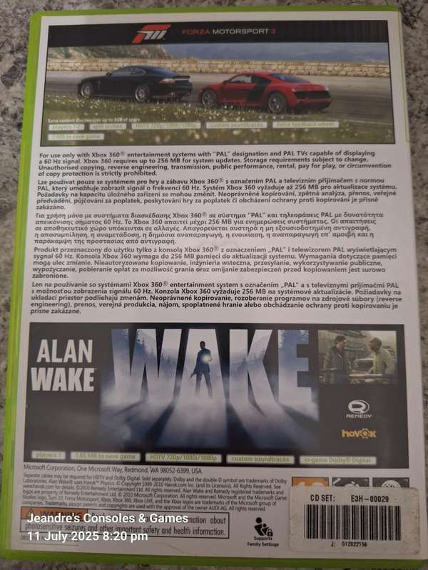 Forza Motorsport 3 / Alan Wake - Bundle Copy (XBOX 360)