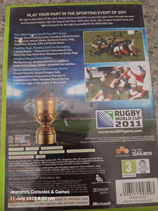 Rugby World Cup 2011 (XBOX 360)