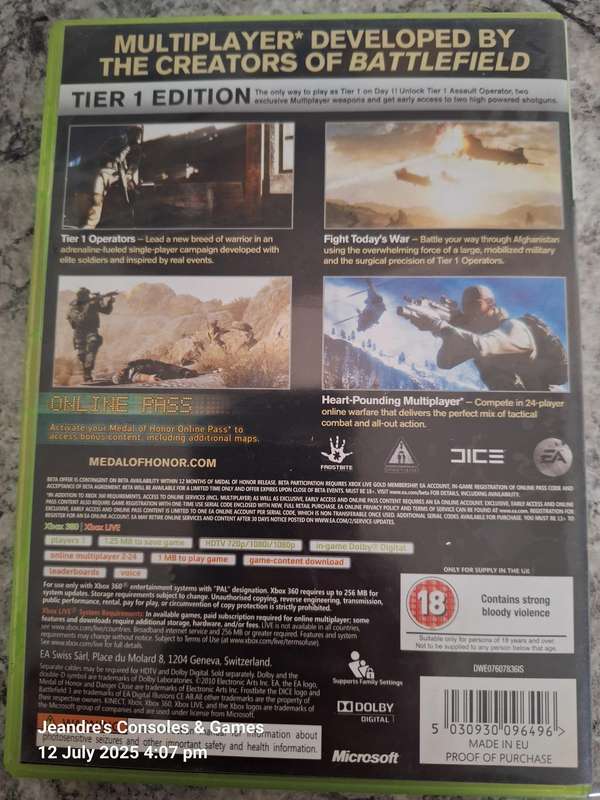 Medal of Honor- Tier 1 Edition (XBOX 360)