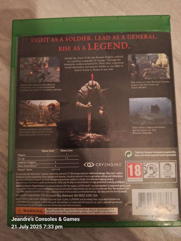 Ryse: Son of Rome - Legendary Edition (XBOX ONE)