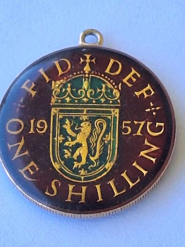 1957 British one shilling pendant