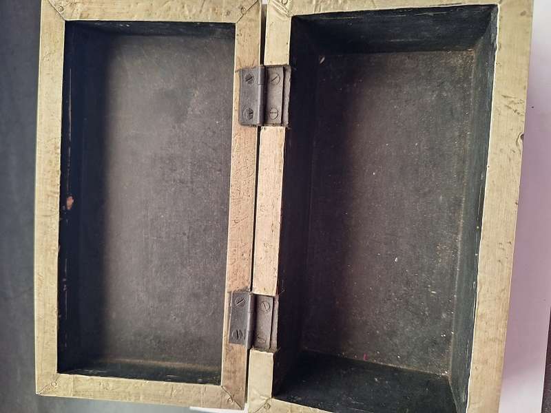 Stunning wooden box covered in thin brass