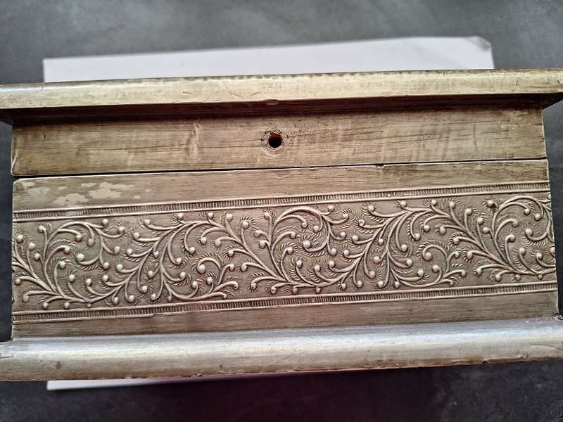 Stunning wooden box covered in thin brass