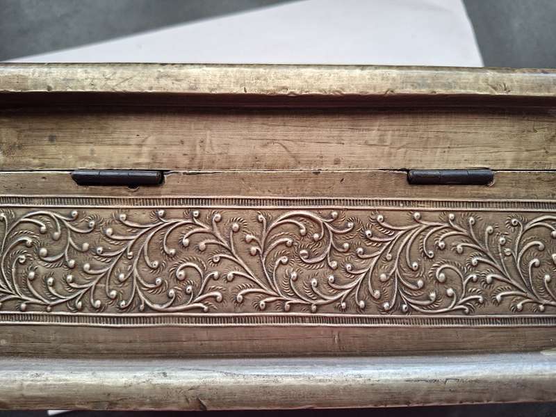 Stunning wooden box covered in thin brass