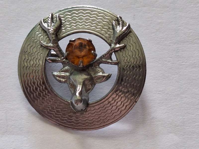 Vintage Mizpah Honey Rhinestone Scottish Stag Head brooch