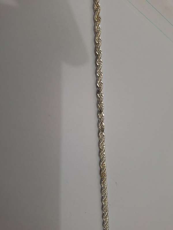 925 Silver, Twisted rope chain 39cm long when opened