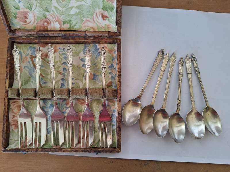 Apostle cake forks and teaspoons