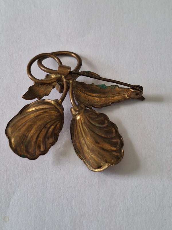 Vintage brass painted brooch