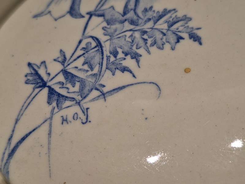 Antique, museum  quality George Jones & Sons serving dish, Fern & Bell pattern