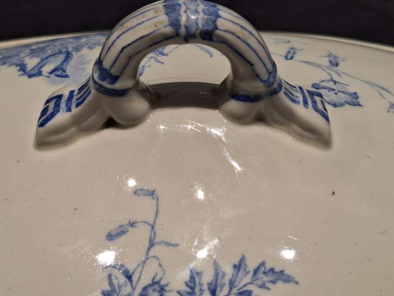 Antique, museum  quality George Jones & Sons serving dish, Fern & Bell pattern