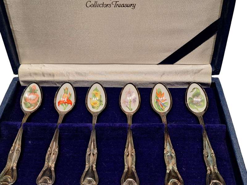 South African Wildflower teaspoons in excellent boxed condition