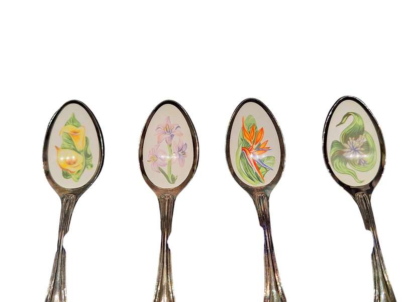 South African Wildflower teaspoons in excellent boxed condition