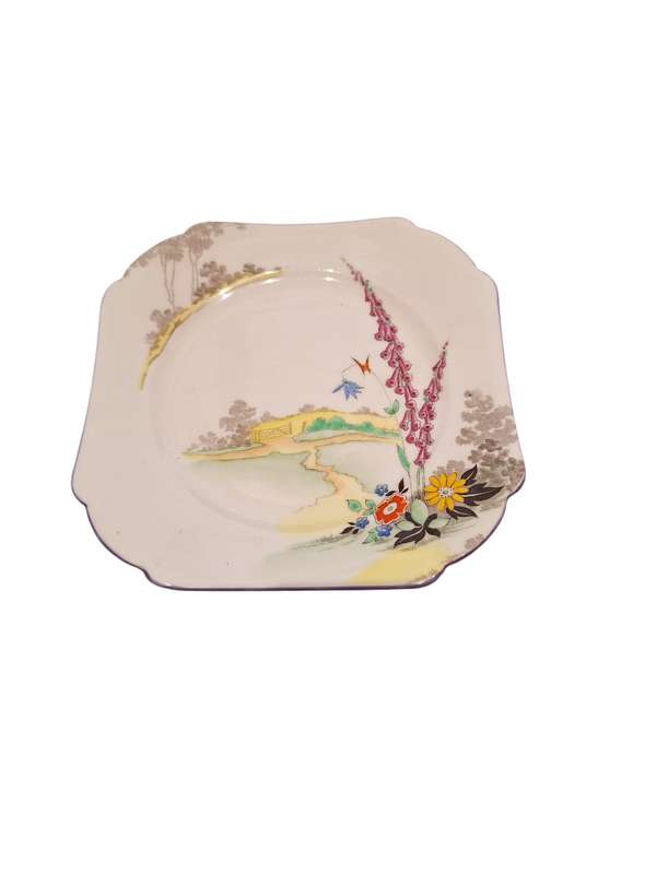 Rare 1920s Shelley Art Deco Foxgloves pattern trio