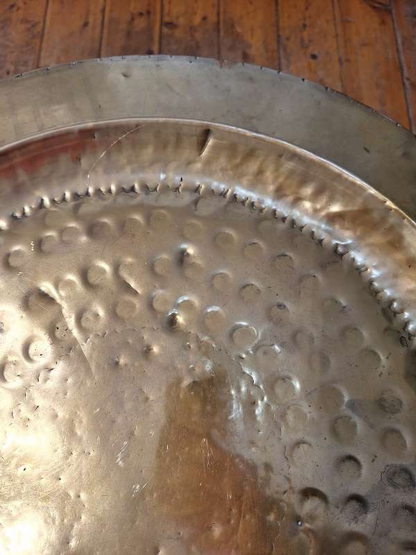 Antique brass top folding table 57cm high