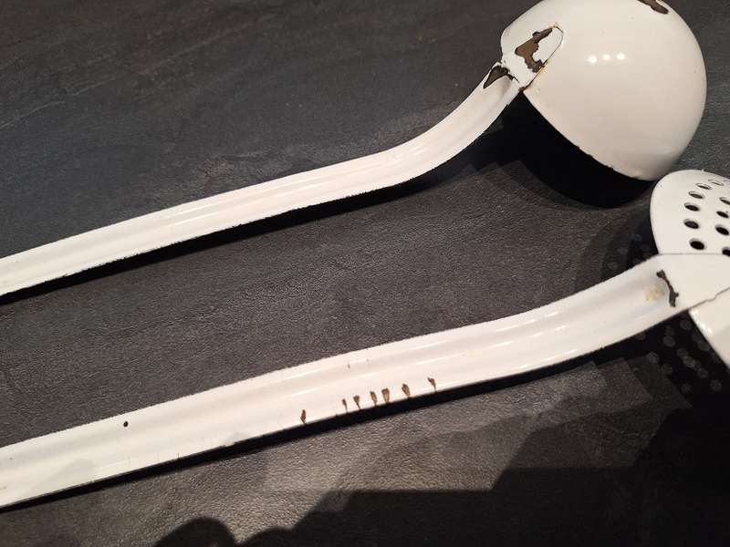 3 x Vintage enamel ladles