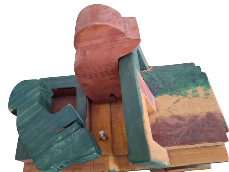Vintage handmade wooden truck with dogs