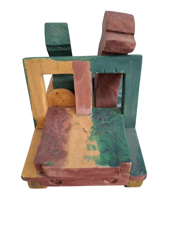 Vintage handmade wooden truck with dogs