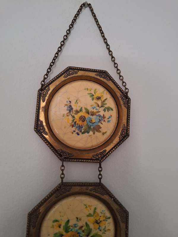Vintage wall hanging, tiles brass from Italy
