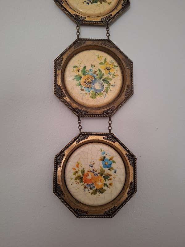 Vintage wall hanging, tiles brass from Italy