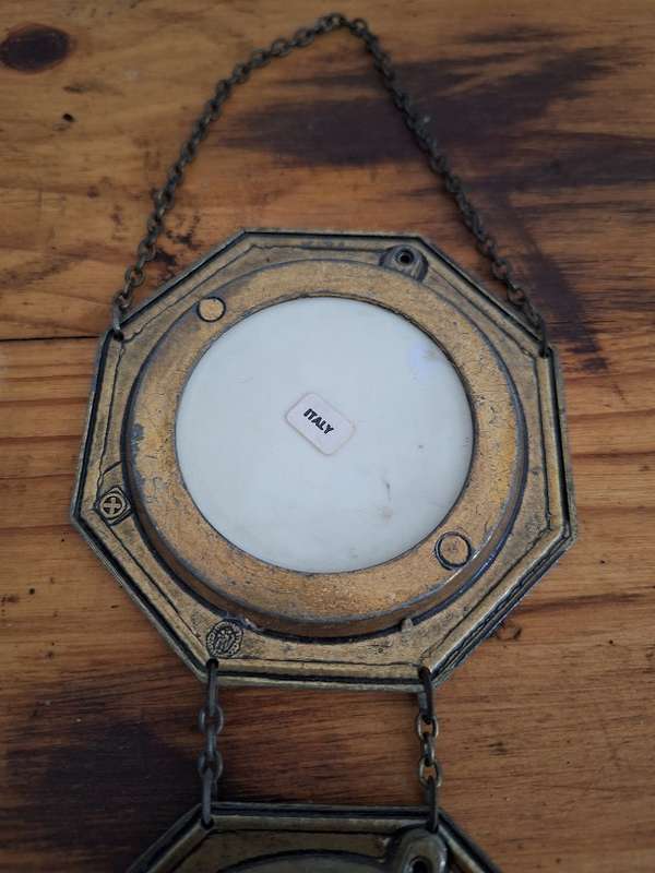 Vintage wall hanging, tiles brass from Italy