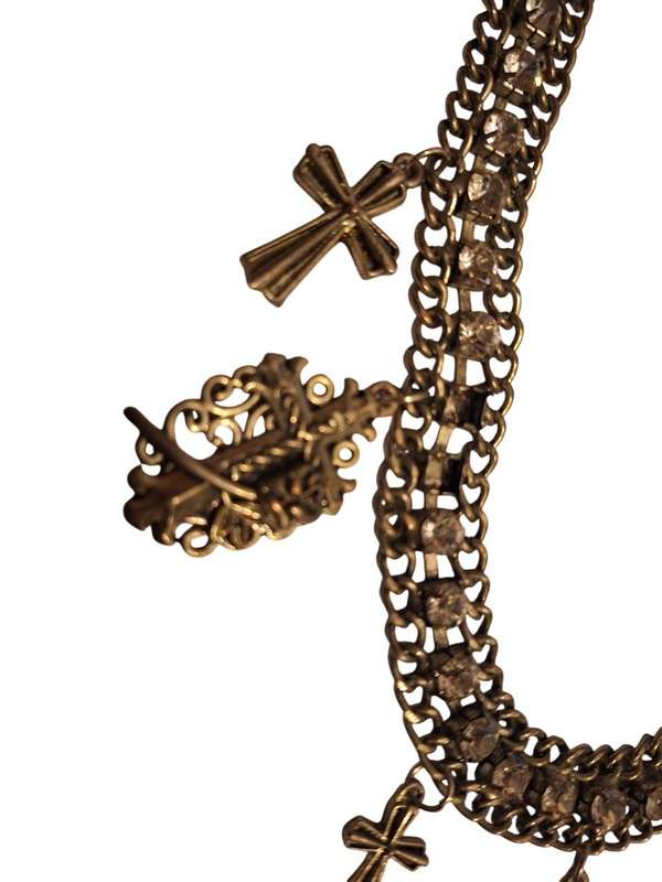 Vintage diamante and cross necklace