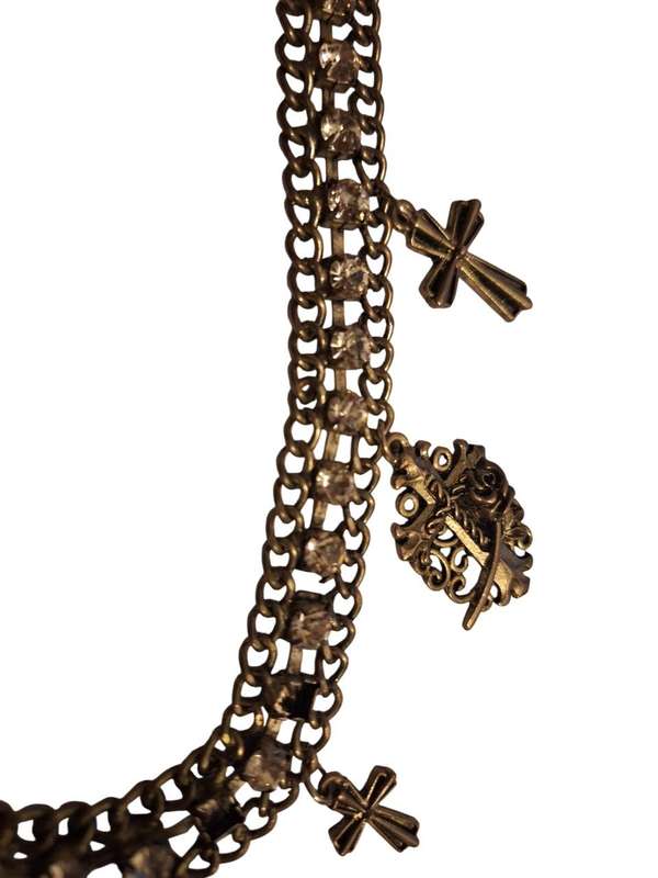 Vintage diamante and cross necklace