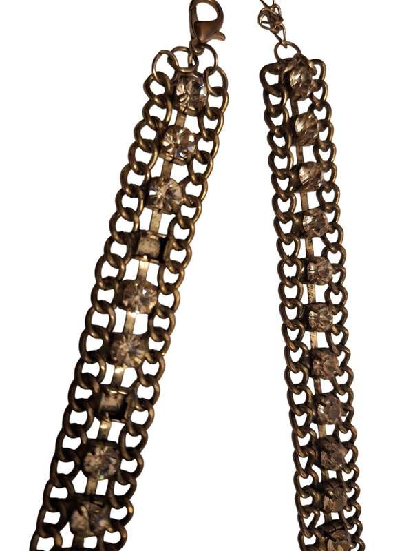 Vintage diamante and cross necklace