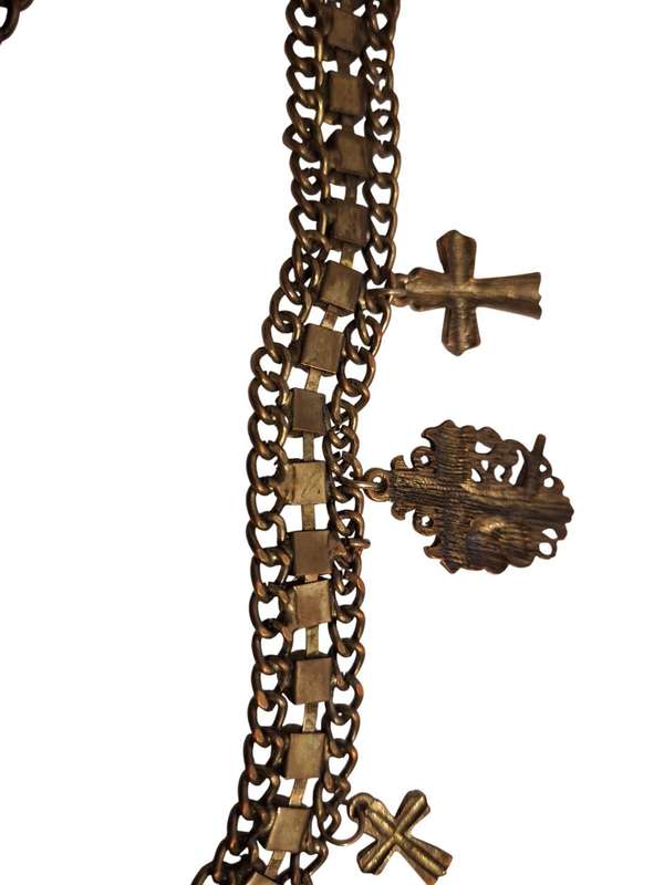 Vintage diamante and cross necklace
