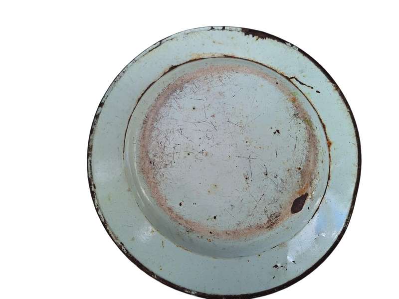 Vintage look enamel plate hand painted