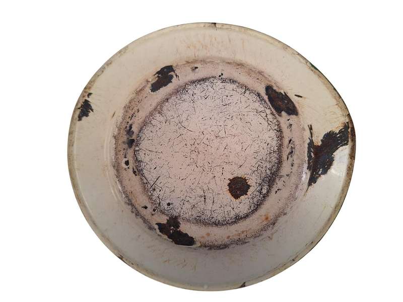 Hand painted vintage enamel plate