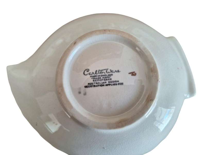 Carltonware yellow leaf sweets dish, age stained