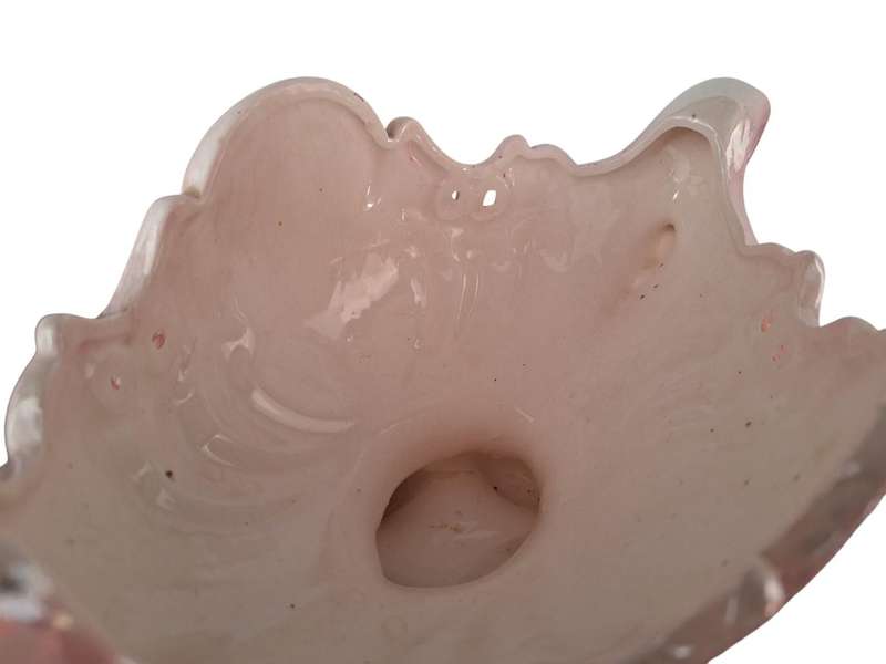 Vintage 1960s Double handled vase, luster glaze with applied flowers, from Taiwan