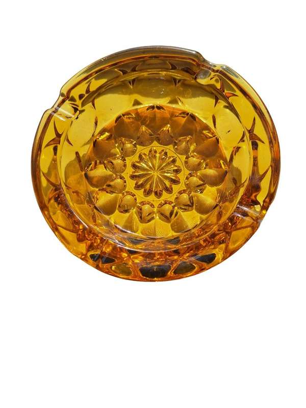 Vintage 1960s amber glass ashtray