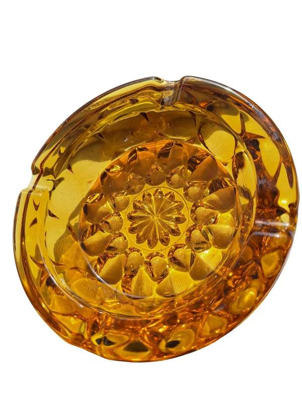 Vintage 1960s amber glass ashtray