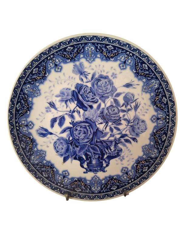 Vintage Japanese Blue Rose plate