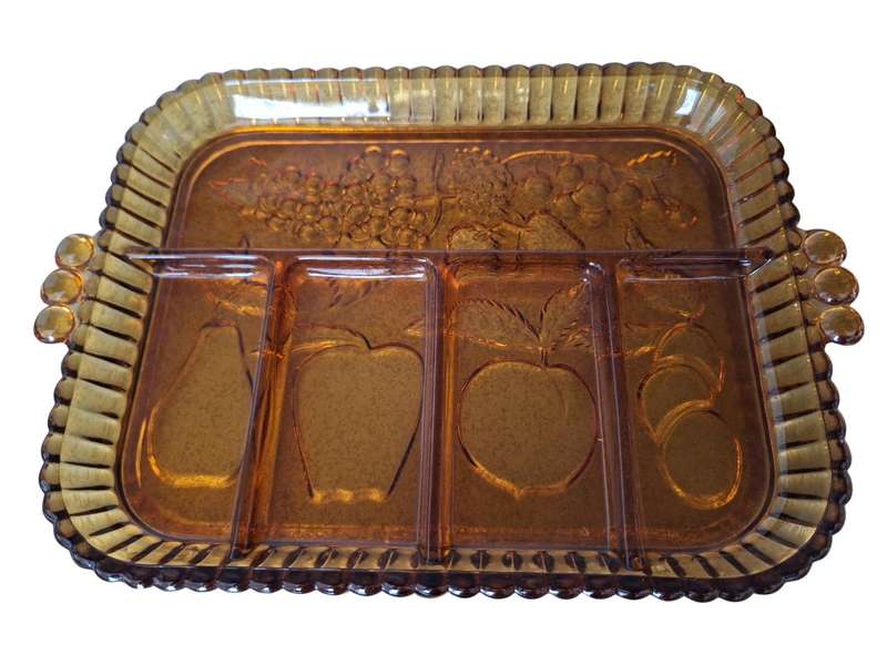 Vintage Amber Indiana glass Divided Relish tray