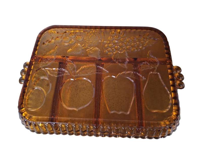 Vintage Amber Indiana glass Divided Relish tray