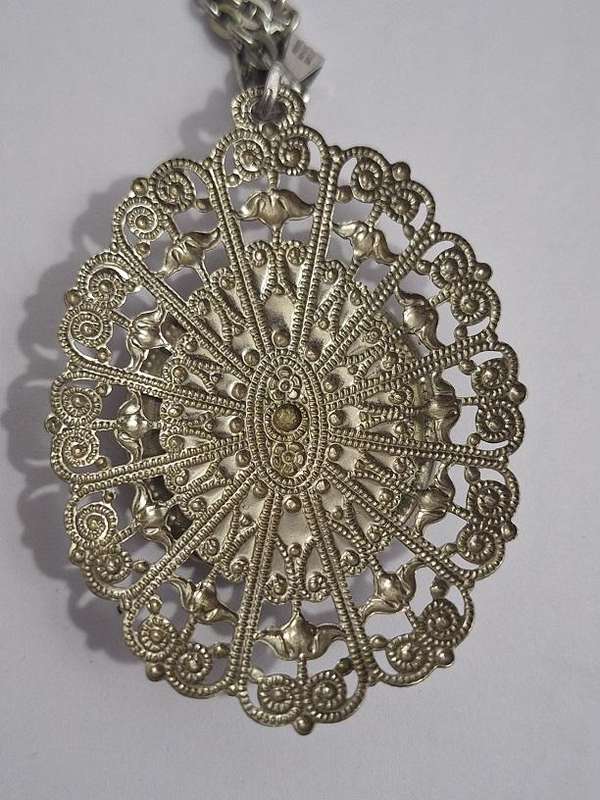 Vintage Pendant, Edelweis dried flower in ornate frame