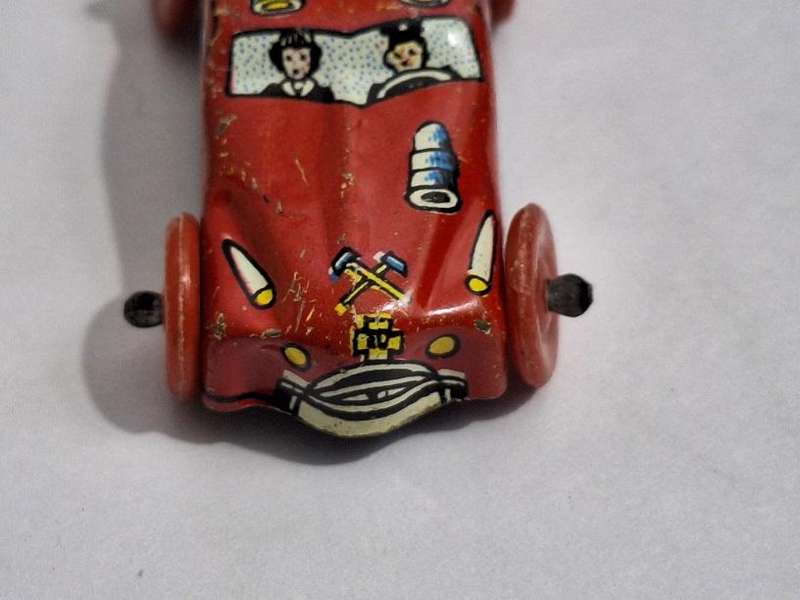 Vintage Miniature Tin Fire department chiefs car circa 1940 - 1950