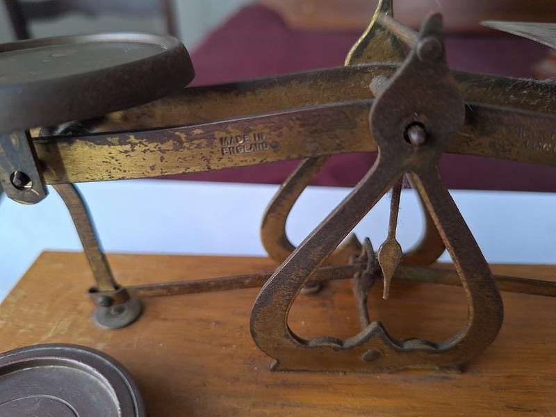 Vintage postal scale with weights