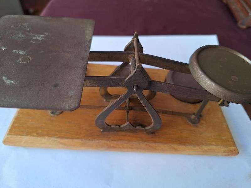 Vintage postal scale with weights