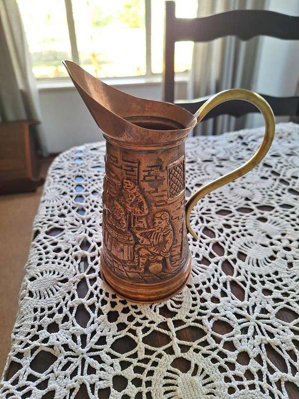 Copper jug with brass handle stunning