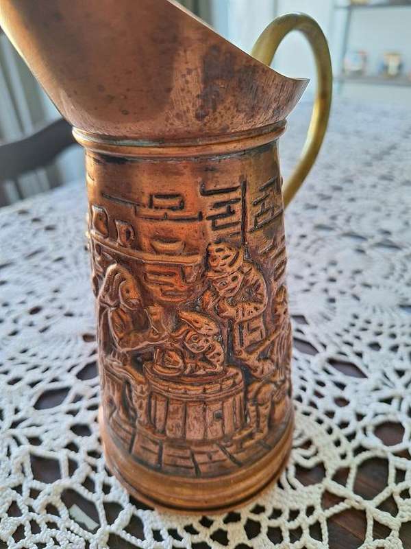 Copper jug with brass handle stunning